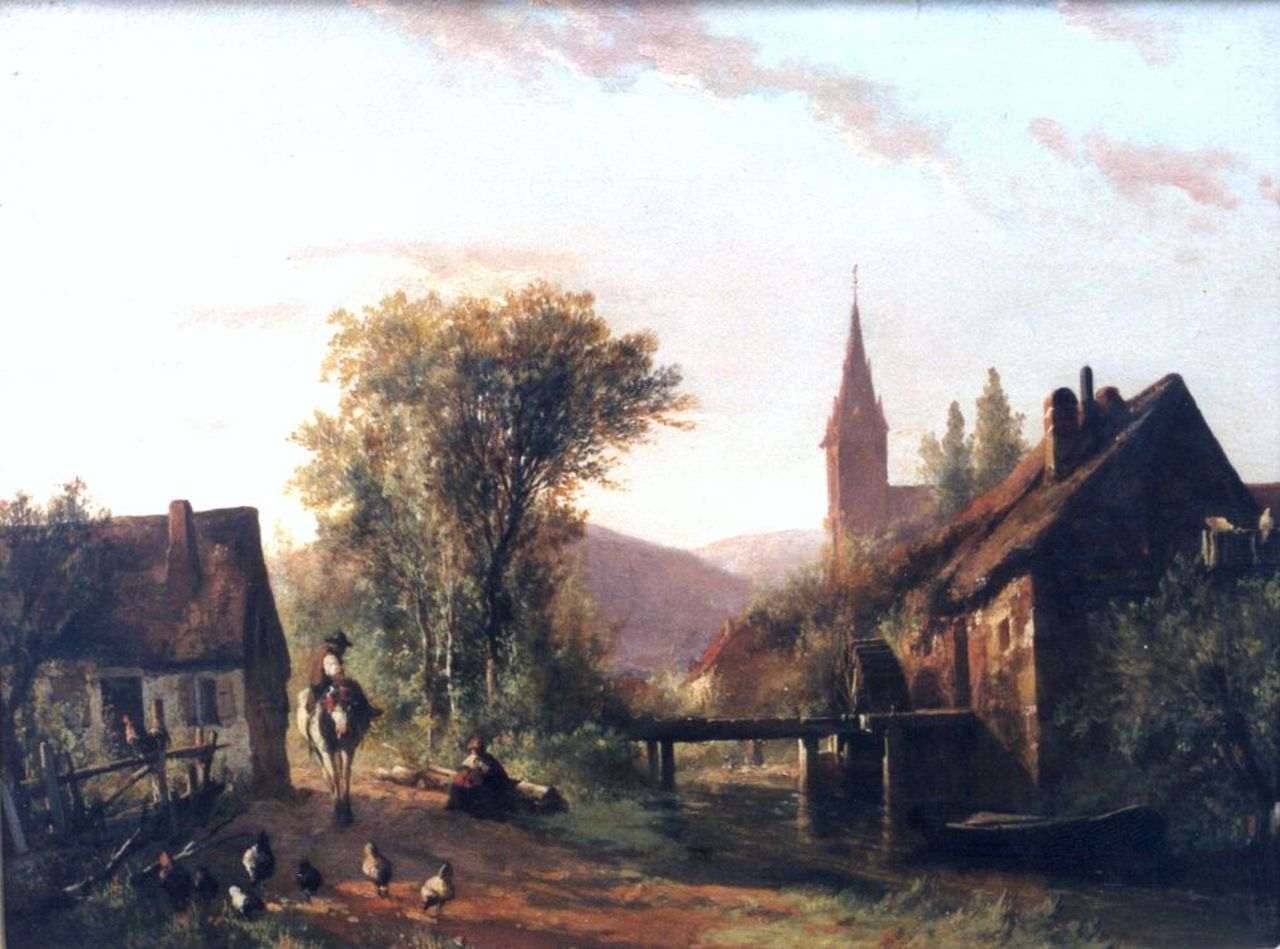 Wayen Pieterszen A. van der | Abraham van der Wayen Pieterszen, A summer landscape with a water mill, Öl auf Holz 37,0 x 50,2 cm, signed l.l. with initials