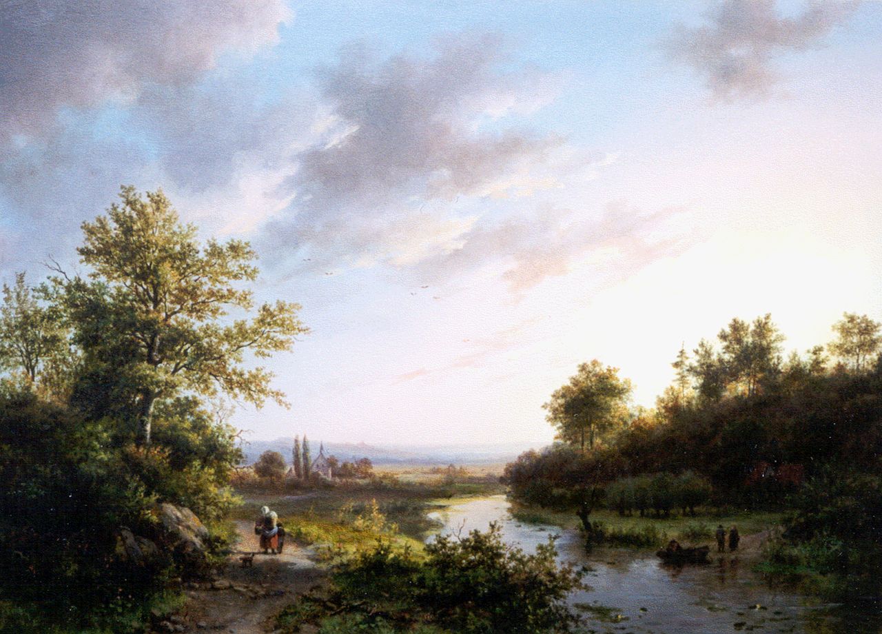 Klombeck J.B.  | Johann Bernard Klombeck, A wooded landscape, Kleef, Öl auf Holz 36,5 x 49,7 cm, signed l.l. with monogram und dated 1842