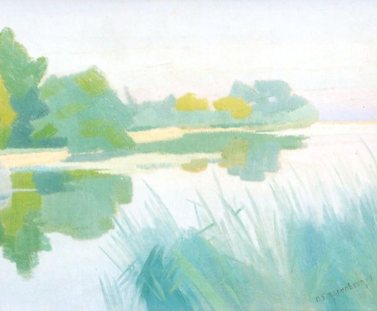 Smorenberg D.  | Dirk Smorenberg, A river landscape, Öl auf Leinwand 25,5 x 30,6 cm, signed l.r. und dated '25