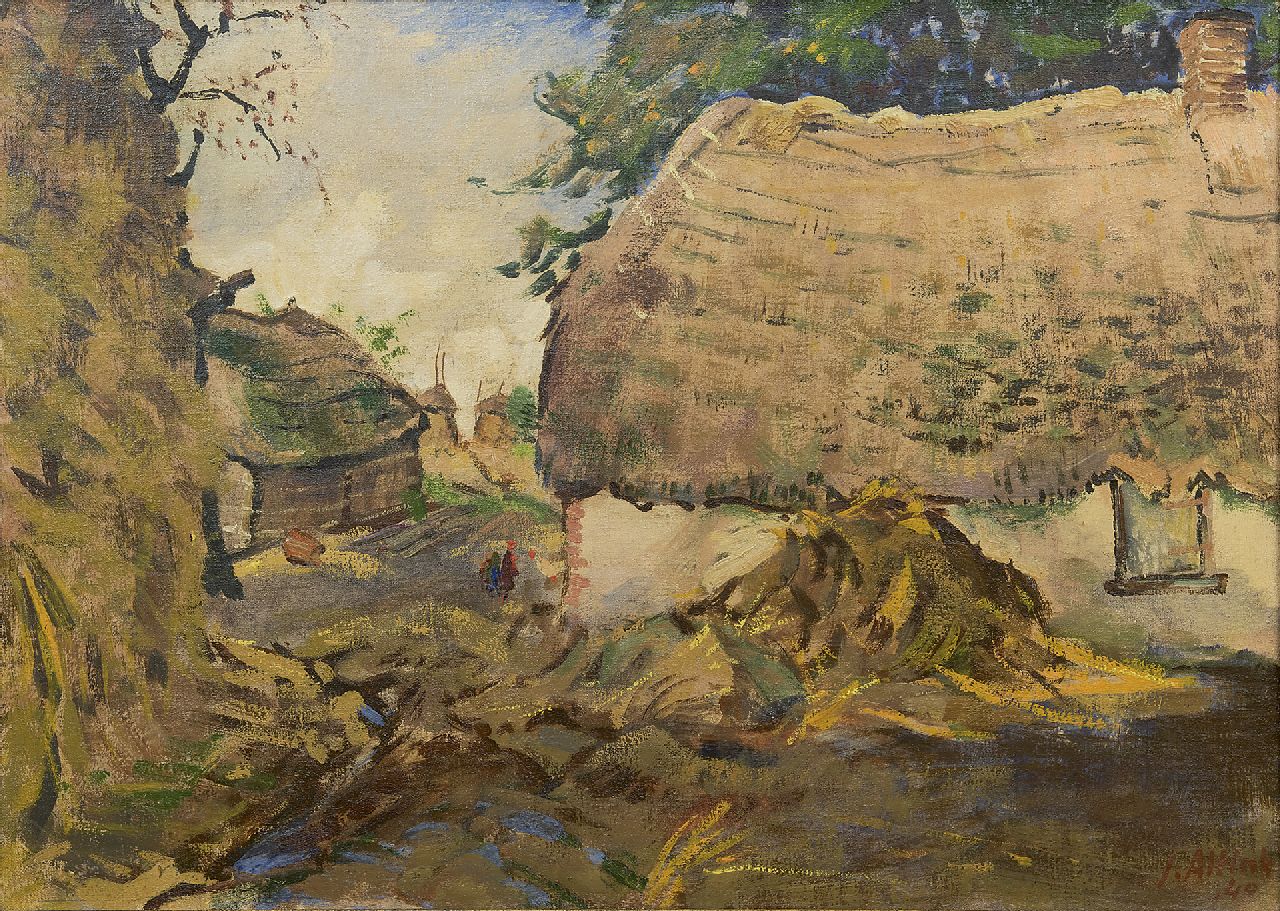 Altink J.  | Jan Altink | Gemälde zum Verkauf angeboten | Bauernhof mit Heuhaufen, Öl auf Leinwand 50,3 x 70,3 cm, Unterzeichnet r.u. und datiert '40