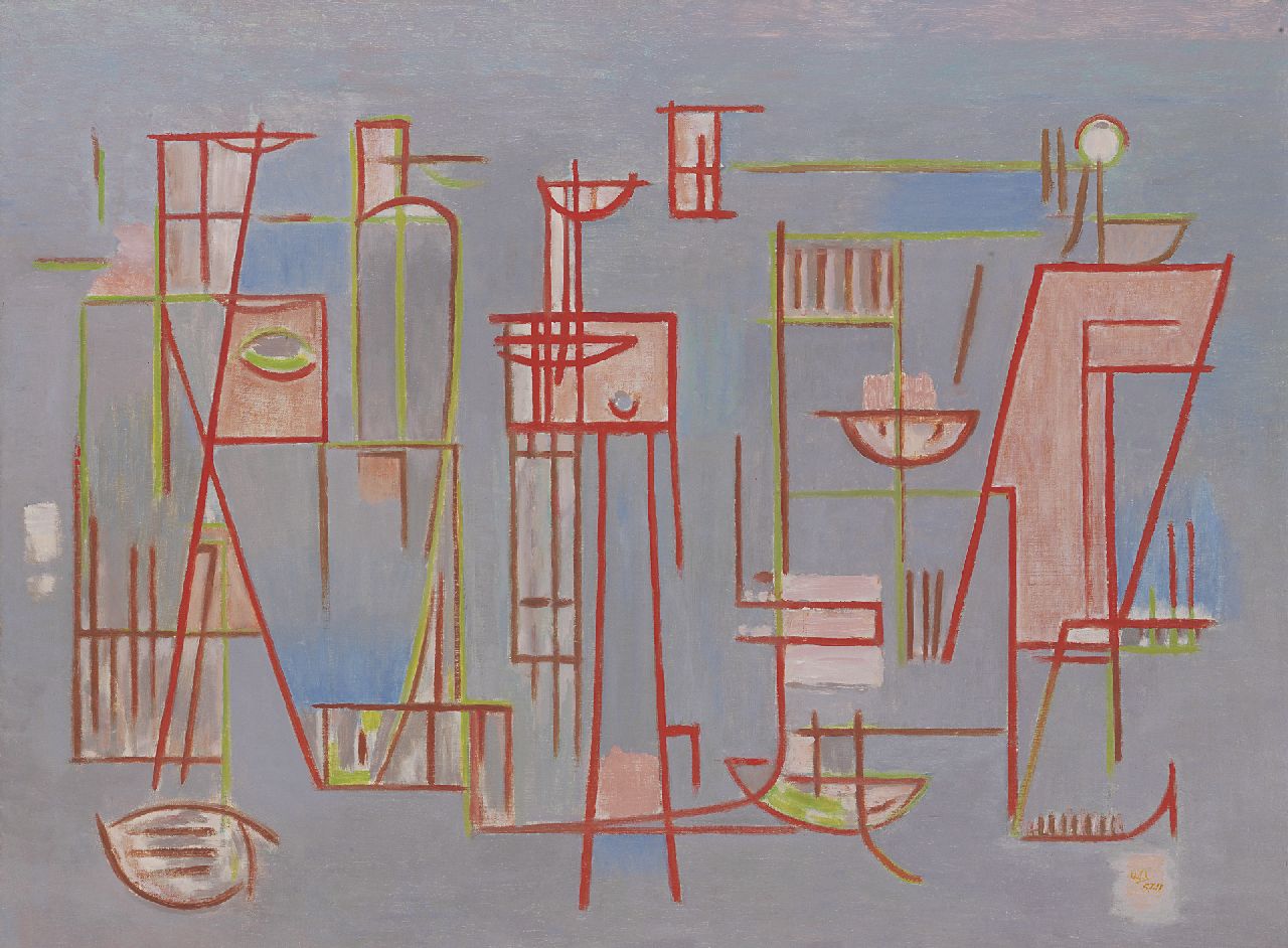 Alkema W.H.  | 'Wobbe' Hendrik Alkema, Composition no.11, Öl auf Leinwand 59,8 x 80,0 cm, signed l.r. with initials und dated '57