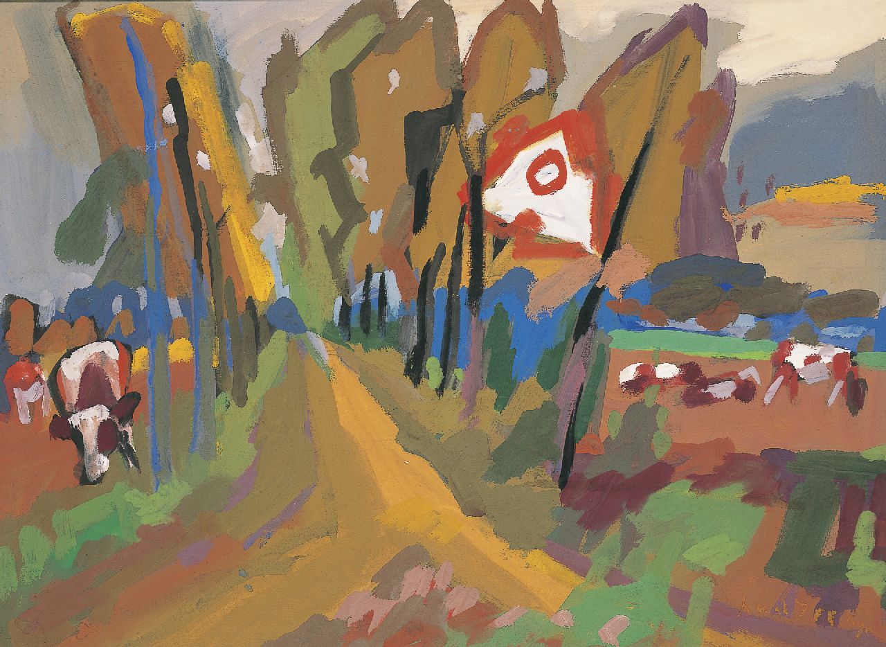 Zee J. van der | Jan van der Zee, Landscape, Groningen (recto); landscape (verso), Aquarell und Gouache auf Papier 55,5 x 75,0 cm, signed l.r. und executed in the fifties Zee J. van der | Jan van der Zee, Landscape, Groningen (recto); landscape (verso), Aquarell und Gouache auf Papier 55,5 x 75,0 cm, signed l.r. und executed in the fifties