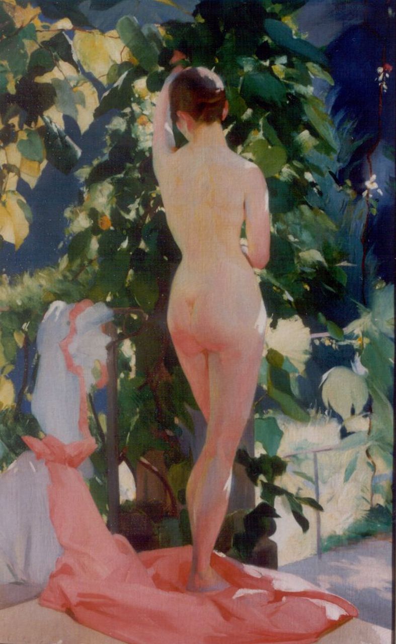 Virgilio Costantini | A standing nude, Öl auf Leinwand, 139,7 x 86,4 cm, signed l.l.