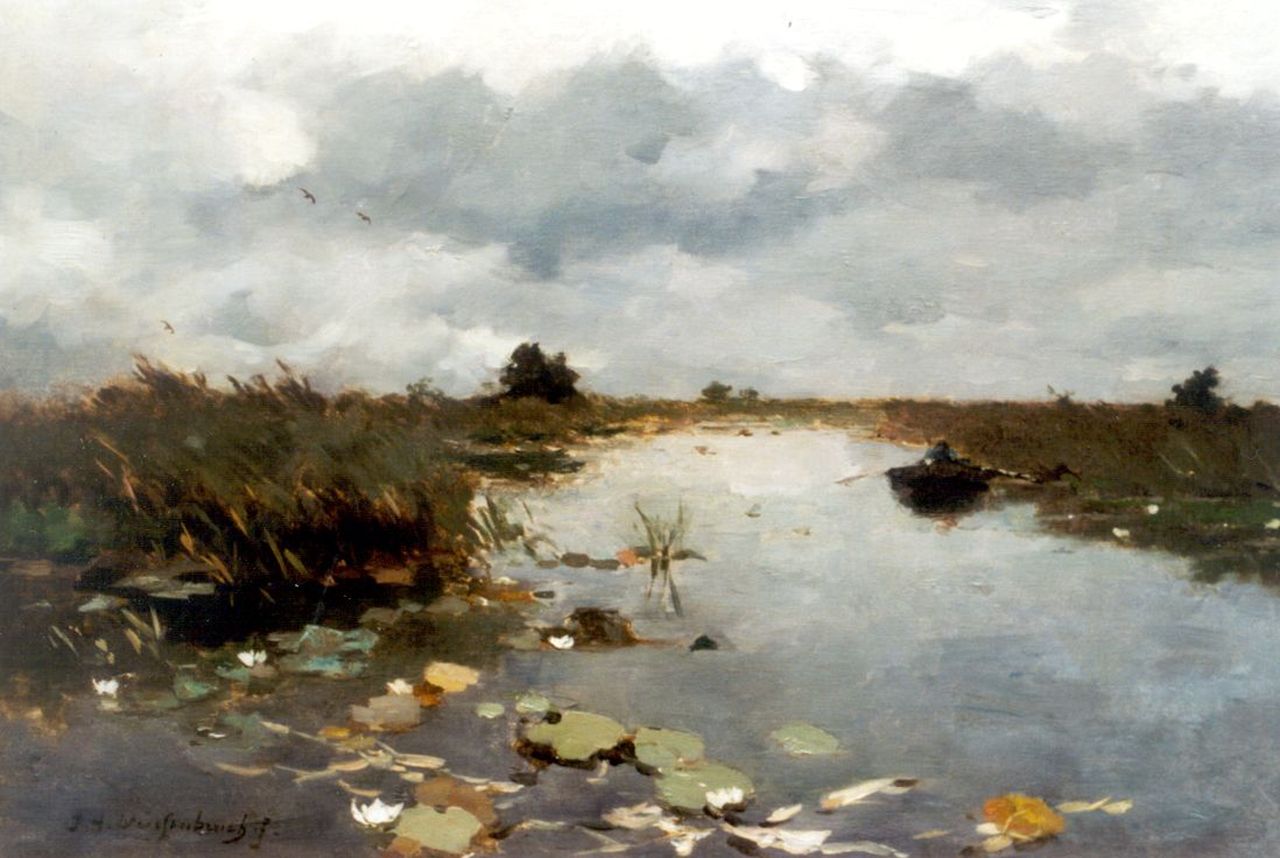 Weissenbruch H.J.  | Hendrik Johannes 'J.H.' Weissenbruch, A polder landscape, Kortenhoef, Öl auf Leinwand 50,5 x 70,0 cm, signed l.l.