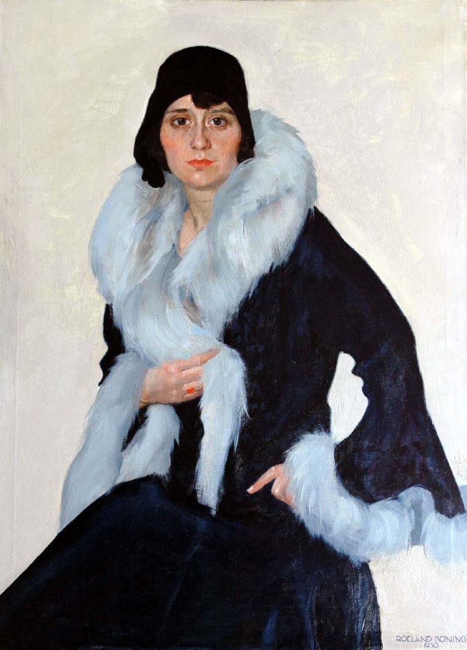 Koning R.  | Roeland Koning, A portrait of a lady, Öl auf Leinwand 110,3 x 80,4 cm, signed l.r und dated 1930