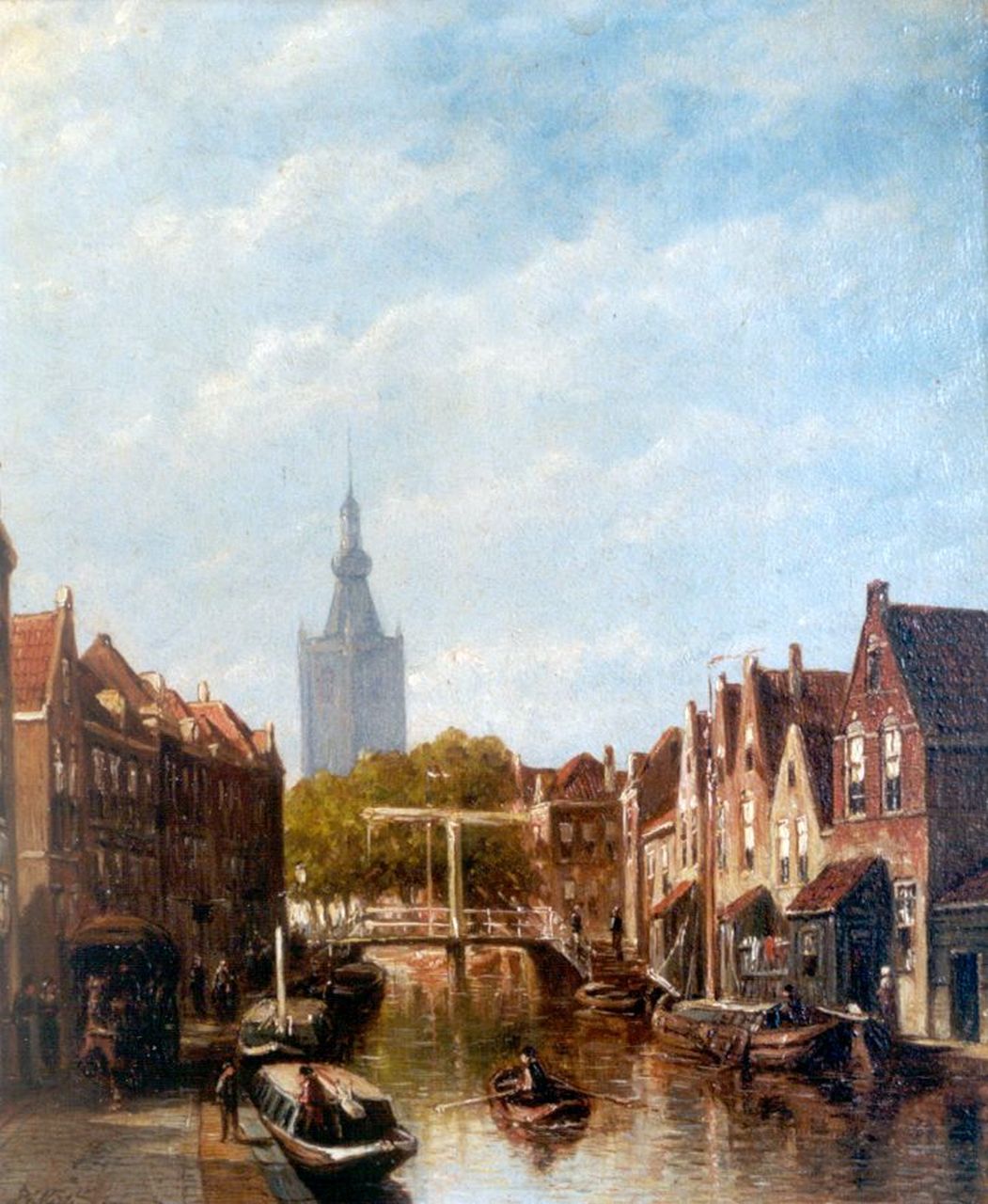 Vertin P.G.  | Petrus Gerardus Vertin, A view of a canal, Overschie, Öl auf Holz 30,0 x 24,5 cm, signed l.l. und dated '88