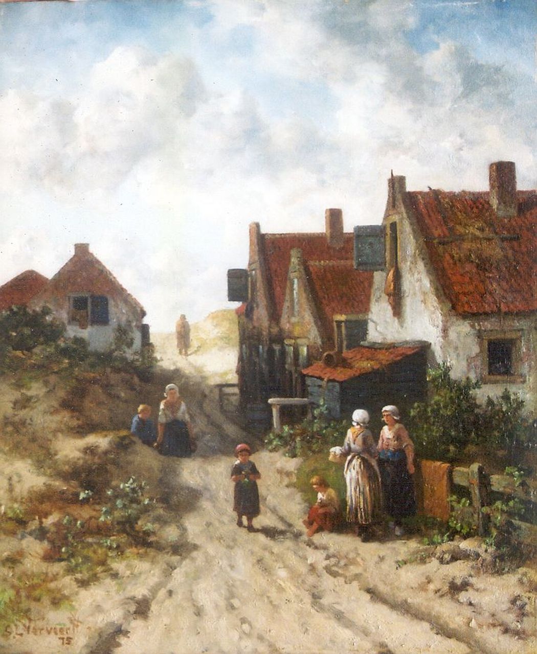 Verveer S.L.  | 'Salomon' Leonardus Verveer, Behind the dunes, Oud-Scheveningen, Öl auf Holz 40,1 x 33,4 cm, signed l.l. und dated '75