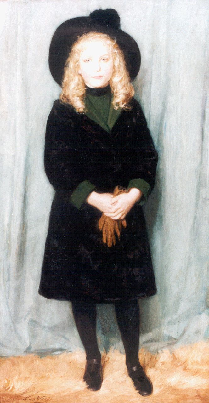 Waay N. van der | Nicolaas van der Waay, A portrait of his niece Louise Bletz, Öl auf Leinwand 149,0 x 79,0 cm, signed l.l.