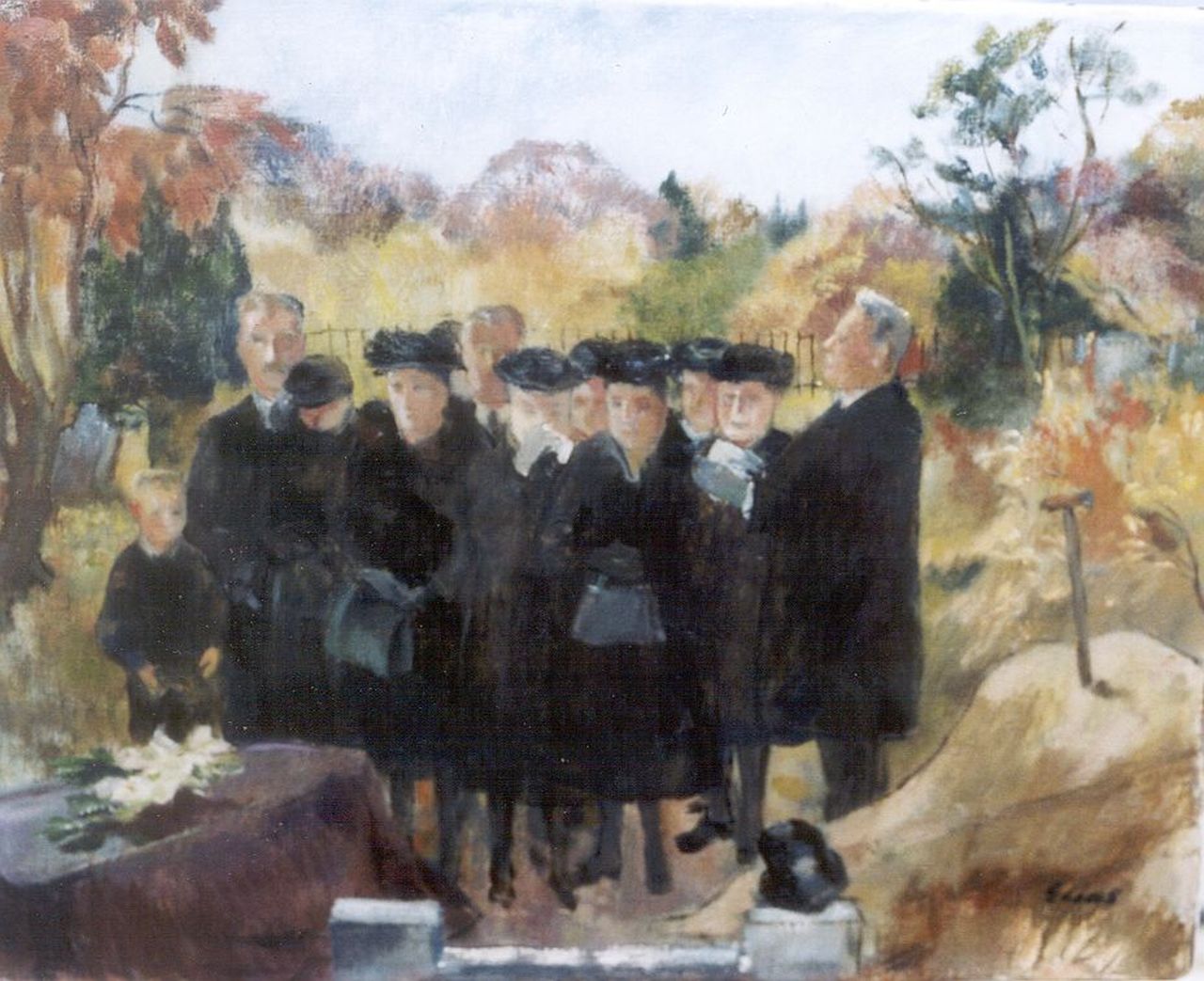 Elias J.B.  | Josephine Bertha Elias, The funeral, Öl auf Leinwand 40,3 x 50,3 cm, signed l.r.