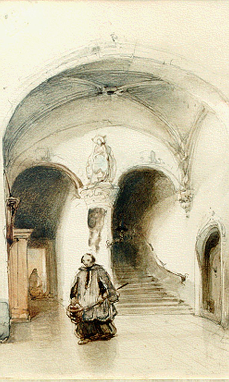 Bosboom J.  | Johannes Bosboom, Sacristy, Aquarell auf Papier 19,5 x 12,5 cm, signed u.l. with monogram