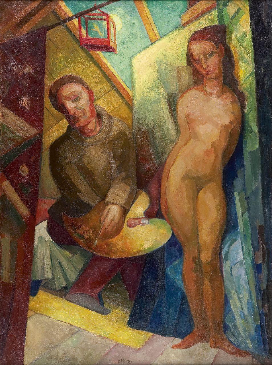 Eshuijs H.J.  | Hendrikus Jacobus Eshuijs, Im  Studio, Öl auf Leinwand 80,6 x 60,1 cm, Unterzeichnet M.u.