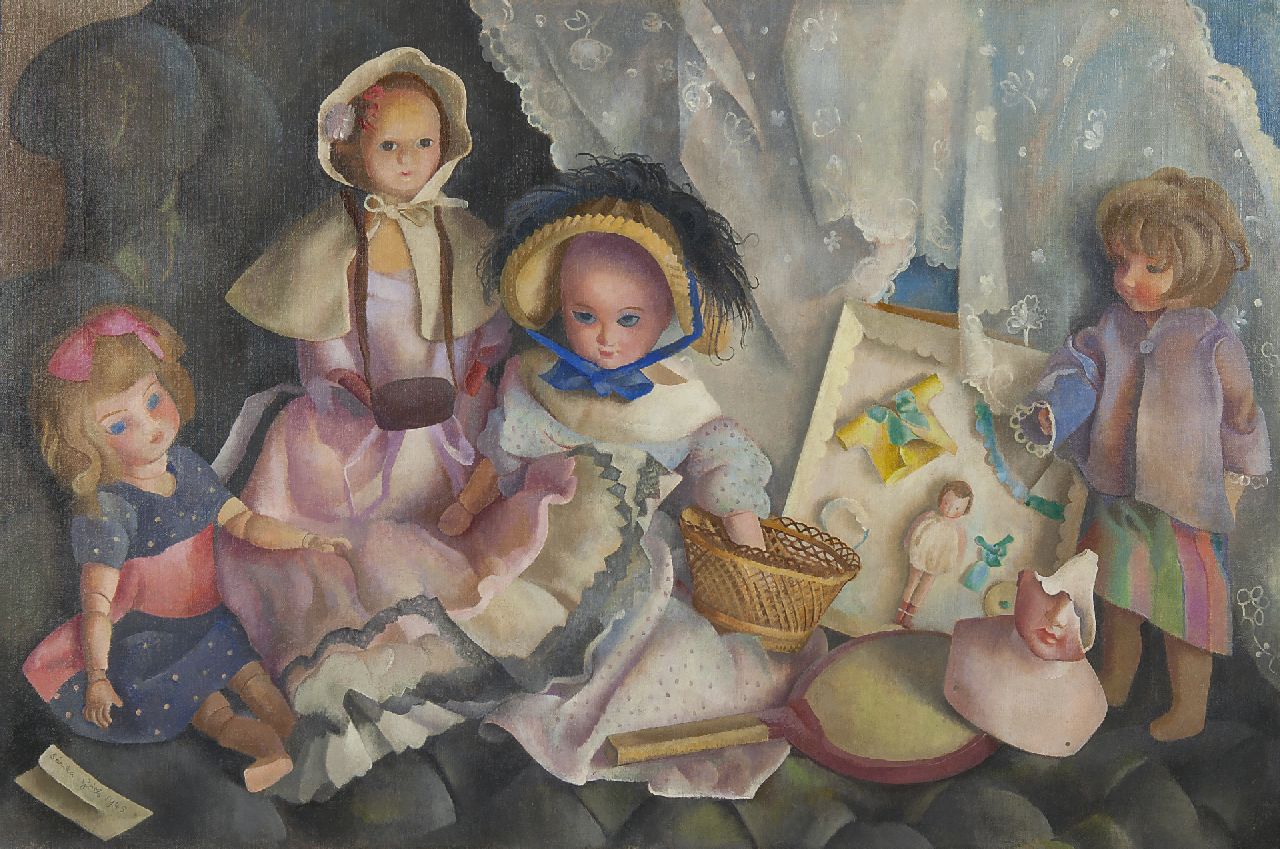 Góth C.  | Charlotte 'Sarika' Góth | Gemälde zum Verkauf angeboten | Puppen, Öl auf Leinwand 60,4 x 91,5 cm, Unterzeichnet l.u. und datiert 1948