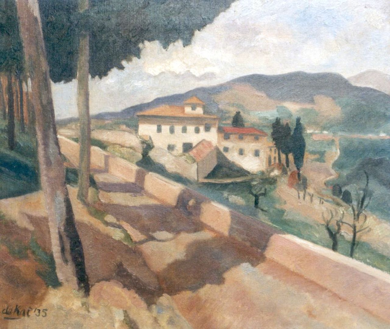 Kat O.B. de | 'Otto' Boudewijn de Kat, A landscape in Italy, Öl auf Leinwand 46,2 x 54,0 cm, signed l.l. und dated '35