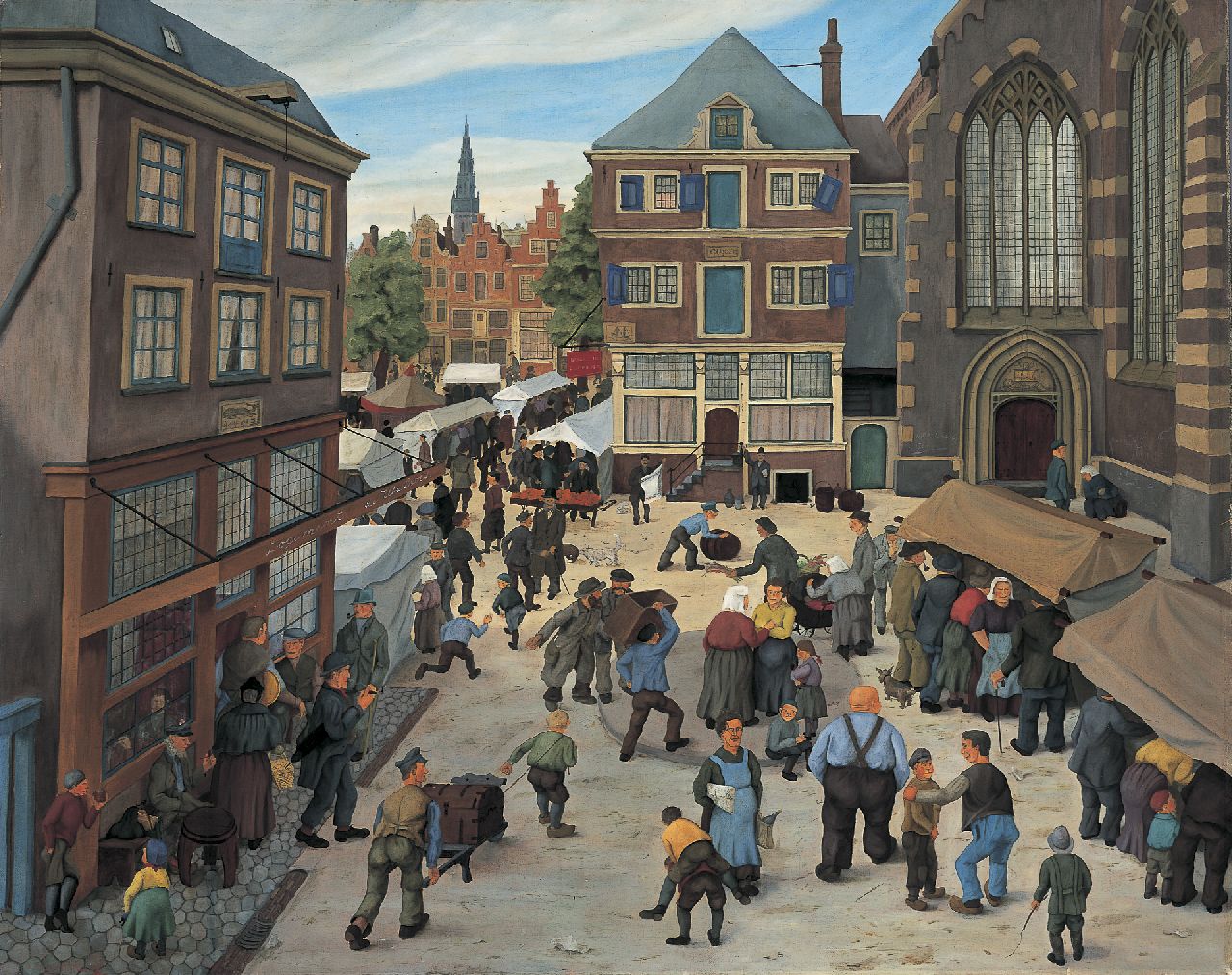 Hooijberg E.  | Elbert Hooijberg, Market day, Öl auf Leinwand 72,0 x 90,3 cm, signed l.l. und dated '37
