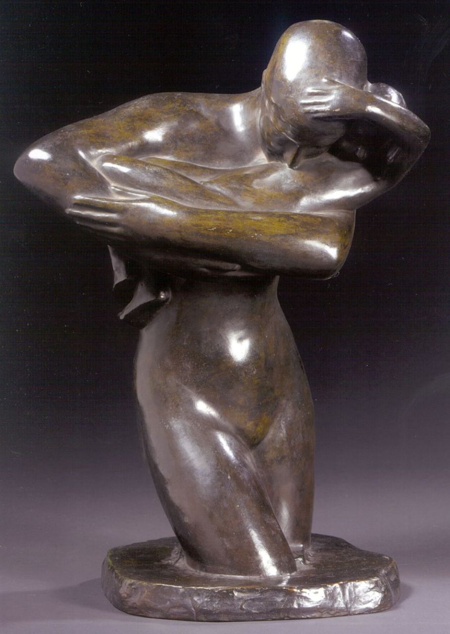 Minne G.  | George Minne, Koestering, Bronze 37,9 cm, gesigneerd op basis und te dateren ca. 1928