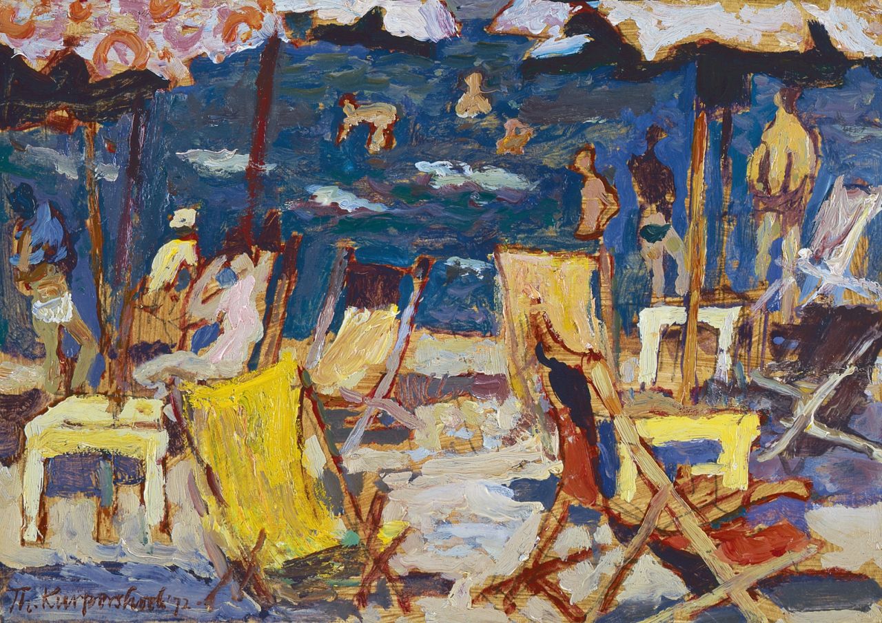 Kurpershoek T.L.  | Theodorus Lambertus 'Theo' Kurpershoek, Beach view, Ravenna, Öl auf Holz 13,0 x 18,5 cm, signed l.l. und dated '72