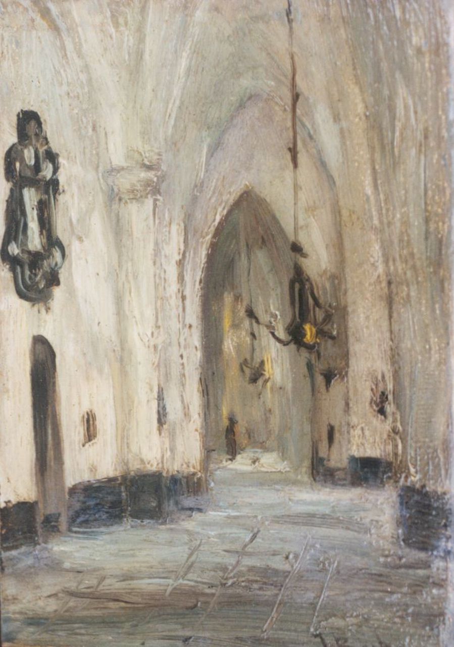 Bosboom J.  | Johannes Bosboom, A church interior, Öl auf Holz 12,5 x 8,8 cm, signed l.r.