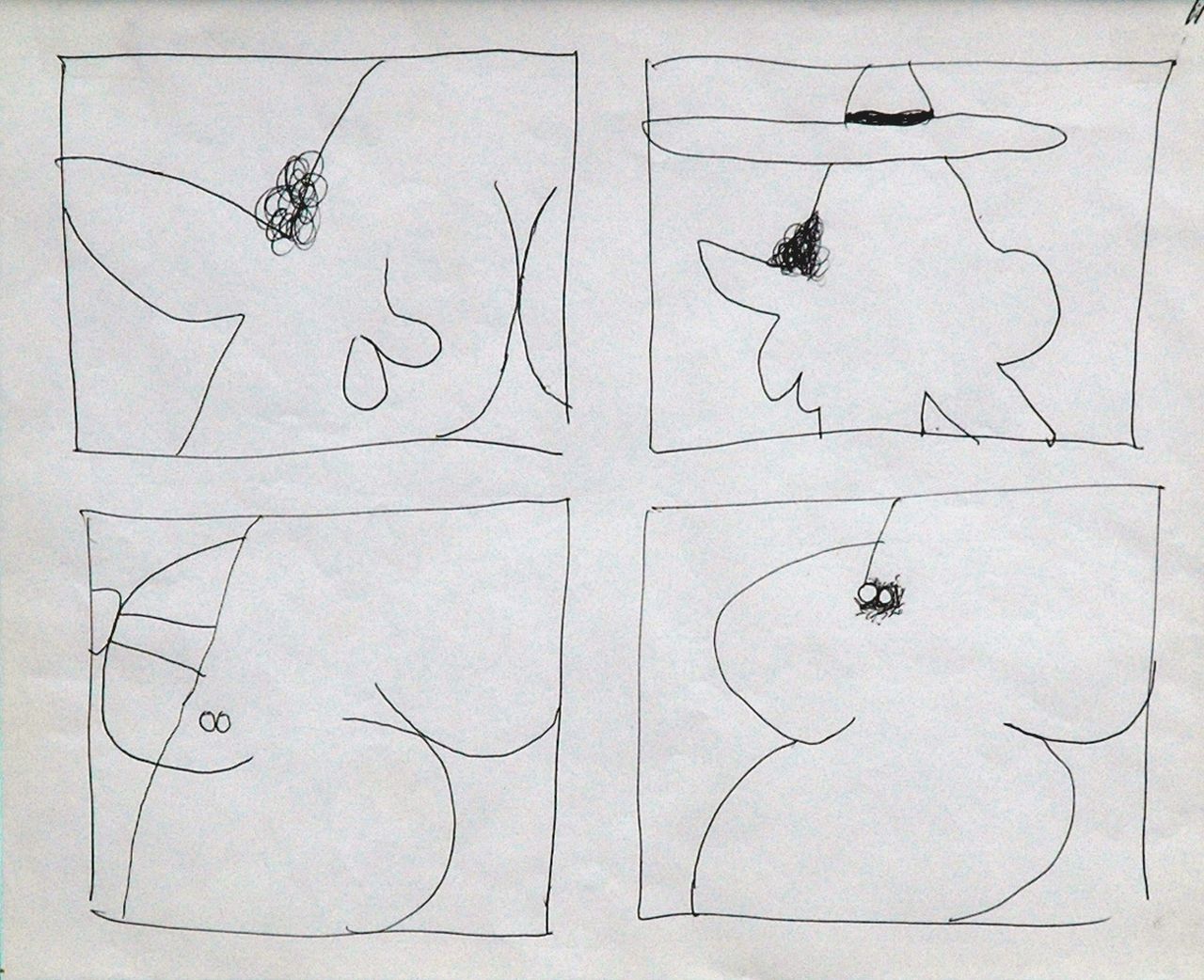 Roëde J.  | Jan Roëde | Aquarelle und Zeichnungen zum Verkauf angeboten | Erotische Skizzen, Feder auf Papier 20,7 x 25,9 cm