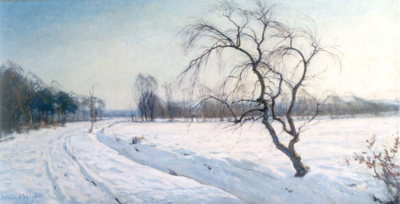 Meijer J.  | Johannes 'Johan' Meijer, A winter landscape, Blaricum, Öl auf Leinwand 43,6 x 84,4 cm, signed l.l.