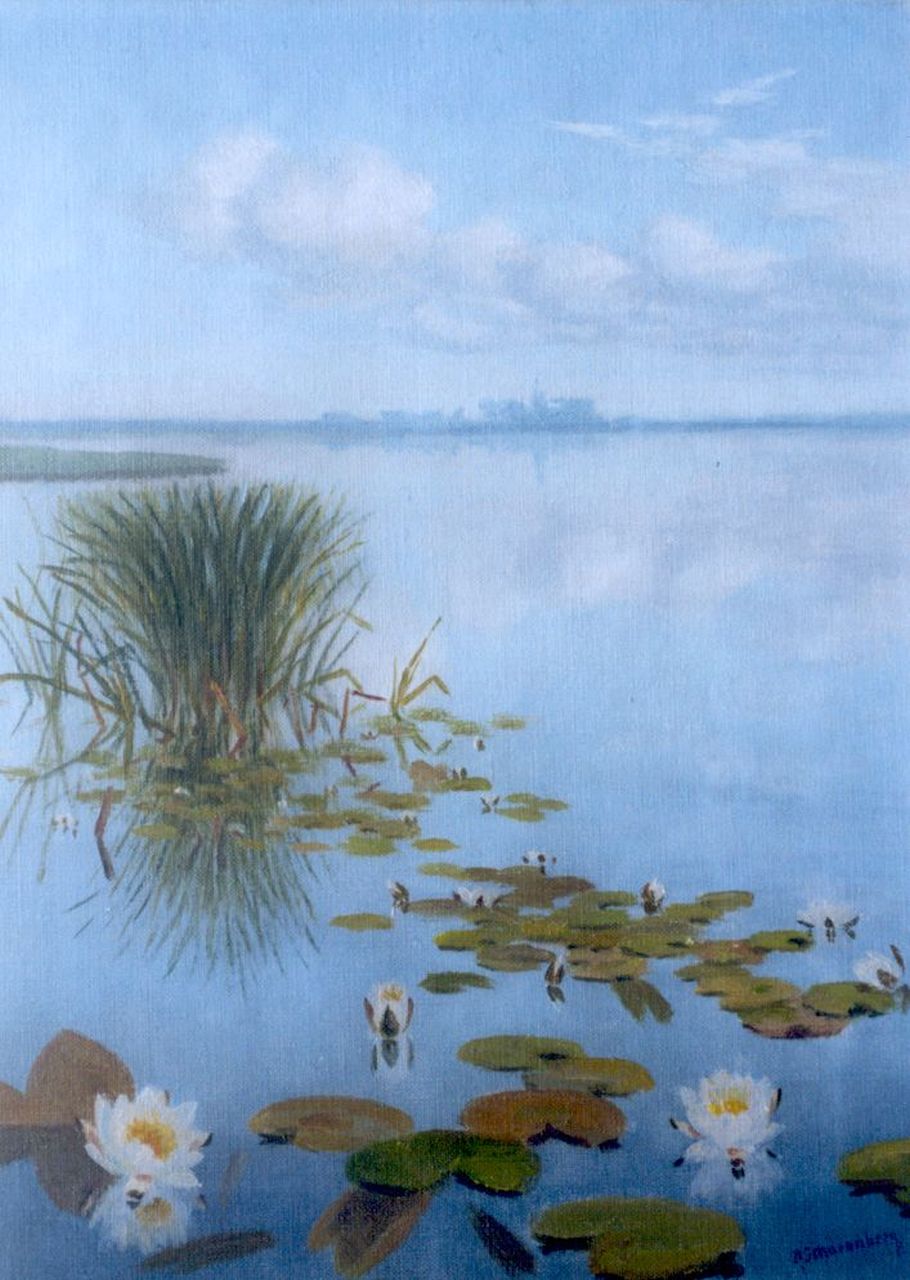 Smorenberg D.  | Dirk Smorenberg, Water lilies, Öl auf Leinwand 40,4 x 30,5 cm, signed l.r.