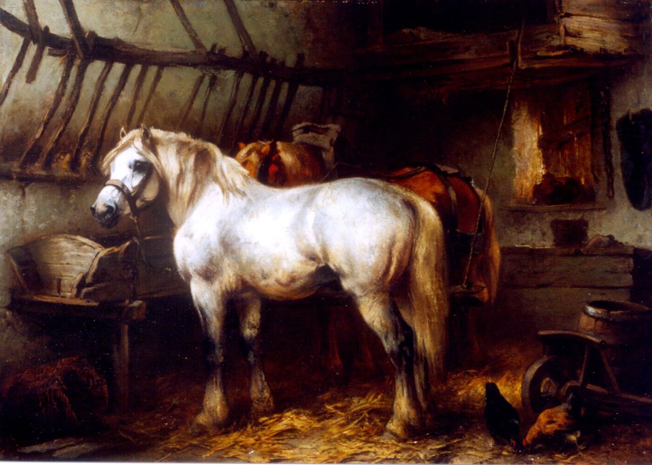 Verschuur jr. W.  | Wouter Verschuur jr., Horses in a stable, Öl auf Holz 24,5 x 33,4 cm, signed l.l.
