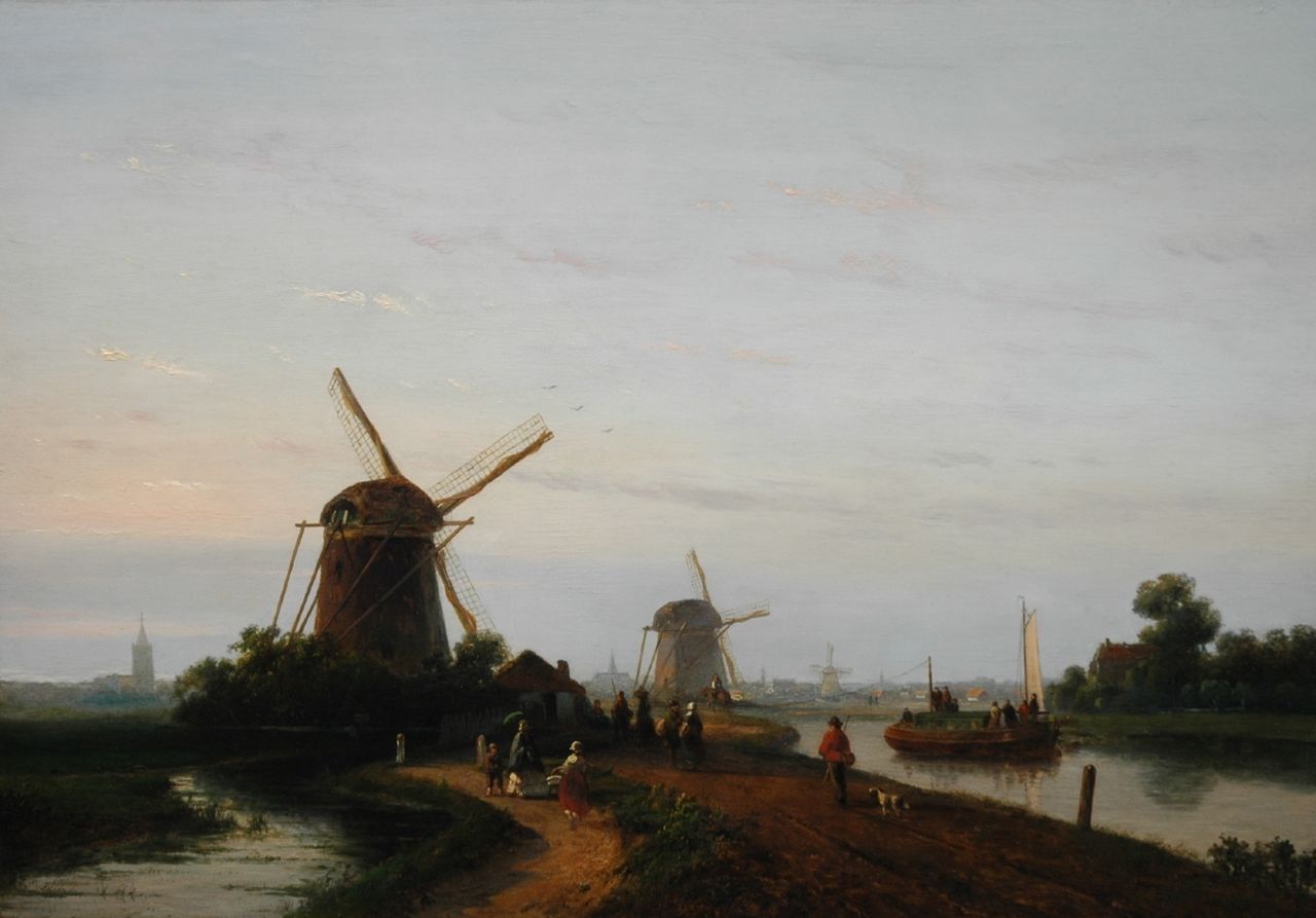 Bles J.  | Joseph Bles, Figures along the Trekvliet, The Hague, Öl auf Holz 36,5 x 52,4 cm