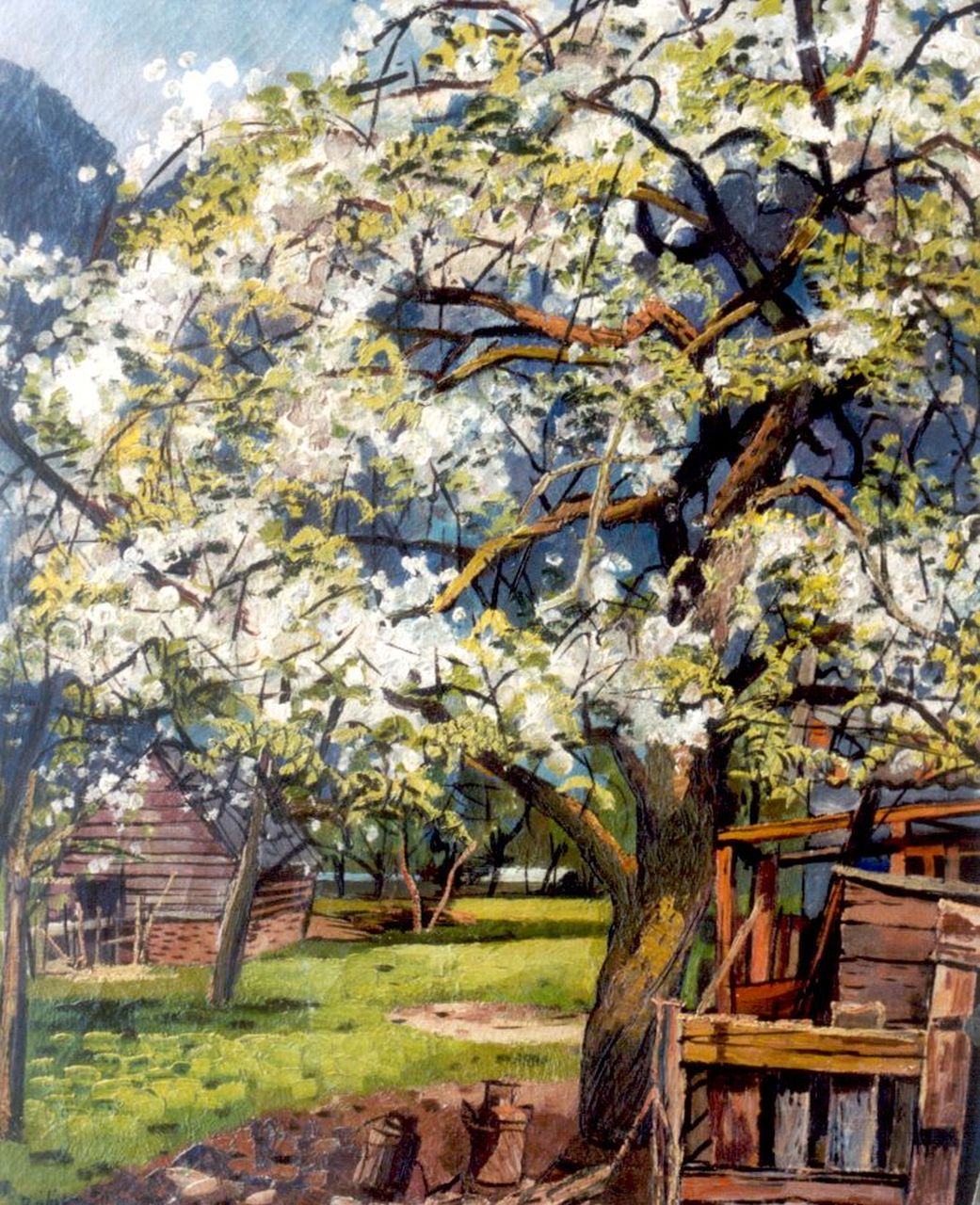 Bieling H.F.  | Hermann Friederich 'Herman' Bieling, A blossoming tree, Öl auf Leinwand 54,9 x 46,5 cm, signed l.l. und dated '50