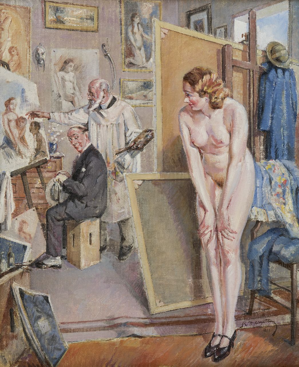 Margoteau R.P.  | René Pierre Margoteau, Das Lieblingsmodell, Öl auf Leinwand 60,2 x 50,1 cm, Unterzeichnet r.u. und datiert 1941