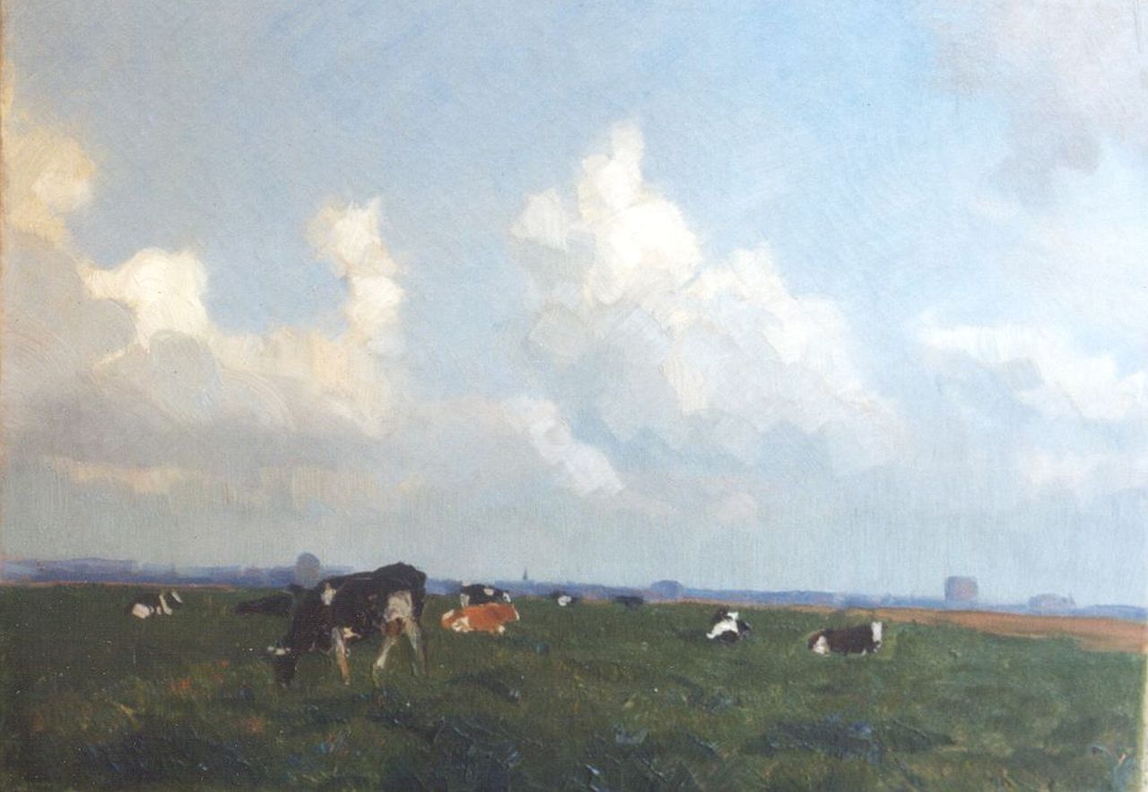 Gustaaf van Nifterik | Cows in a meadow, Öl auf Leinwand, 33,2 x 46,5 cm, signed l.r.