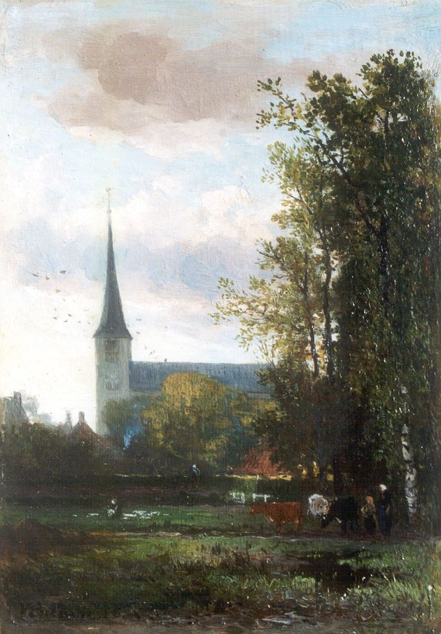 Bilders J.W.  | Johannes Warnardus Bilders, A view of the church of Vorden, Öl auf Holz 36,5 x 25,6 cm, signed l.l. und dated '76