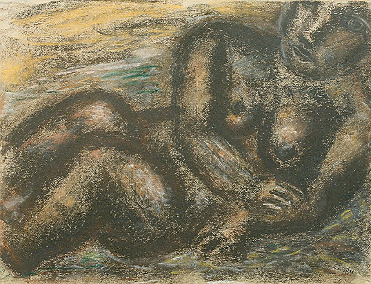 Gestel L.  | Leendert 'Leo' Gestel, Nude, Holzkohle und Pastell auf Papier auf Holzfaser 49,0 x 64,0 cm, signed l.r. und dated '31