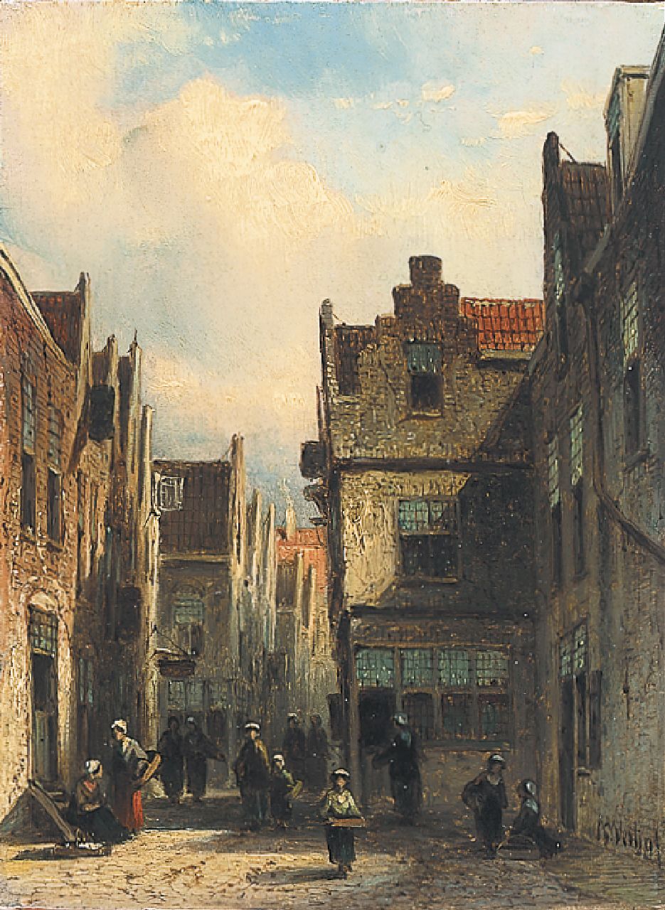 Vertin P.G.  | Petrus Gerardus Vertin, A Dutch town in summer, Öl auf Holz 17,7 x 13,3 cm, signed l.r.