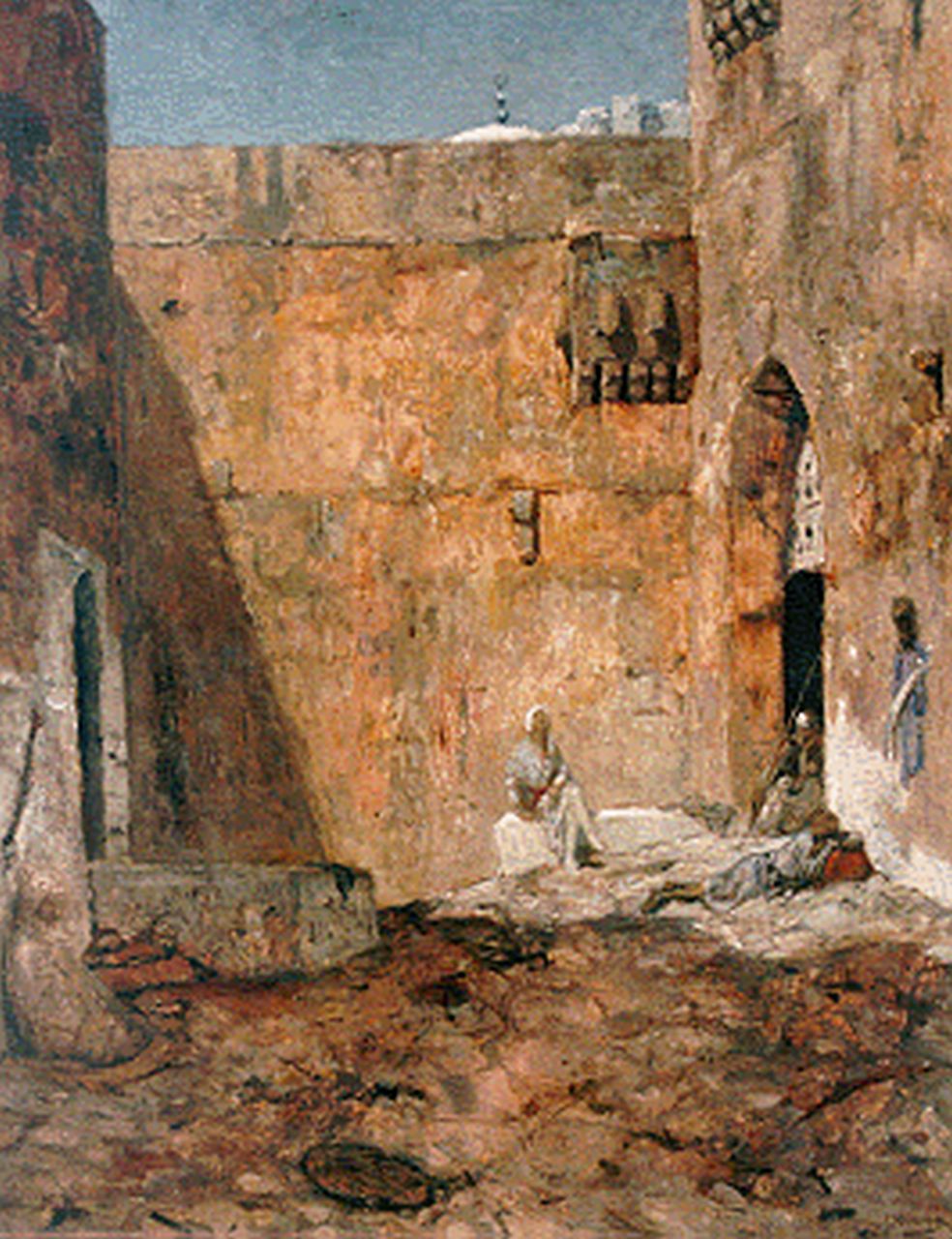 Bauer M.A.J.  | 'Marius' Alexander Jacques Bauer, Guards on an Eastern courtyard, Öl auf Leinwand 75,0 x 60,0 cm, signed l.r.