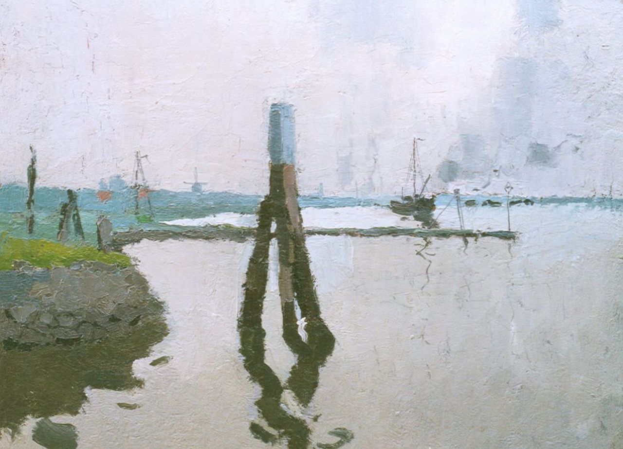 Hynckes R.  | Raoul Hynckes, A river landscape, Dordrecht, Öl auf Holz 41,3 x 56,0 cm, signed l.l.
