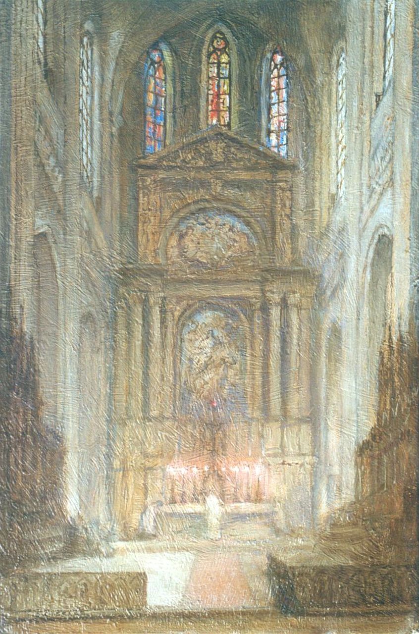 Cossaar J.C.W.  | Jacobus Cornelis Wyand 'Ko' Cossaar, A church interior, Öl auf Leinwand 40,5 x 27,0 cm, signed l.l.