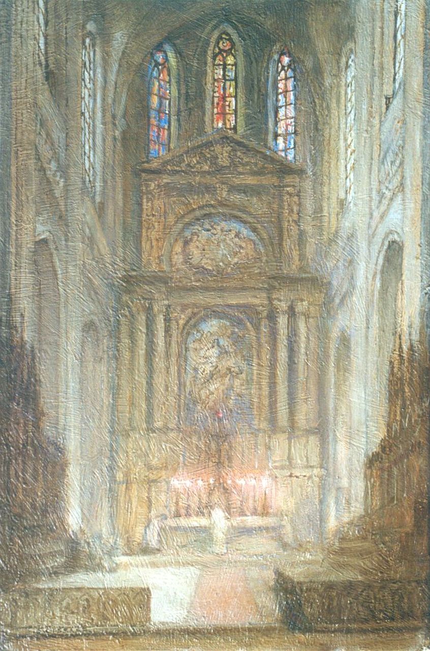 Cossaar J.C.W.  | Jacobus Cornelis Wyand 'Ko' Cossaar, A church interior, Öl auf Leinwand 40,5 x 27,0 cm, signed l.l.