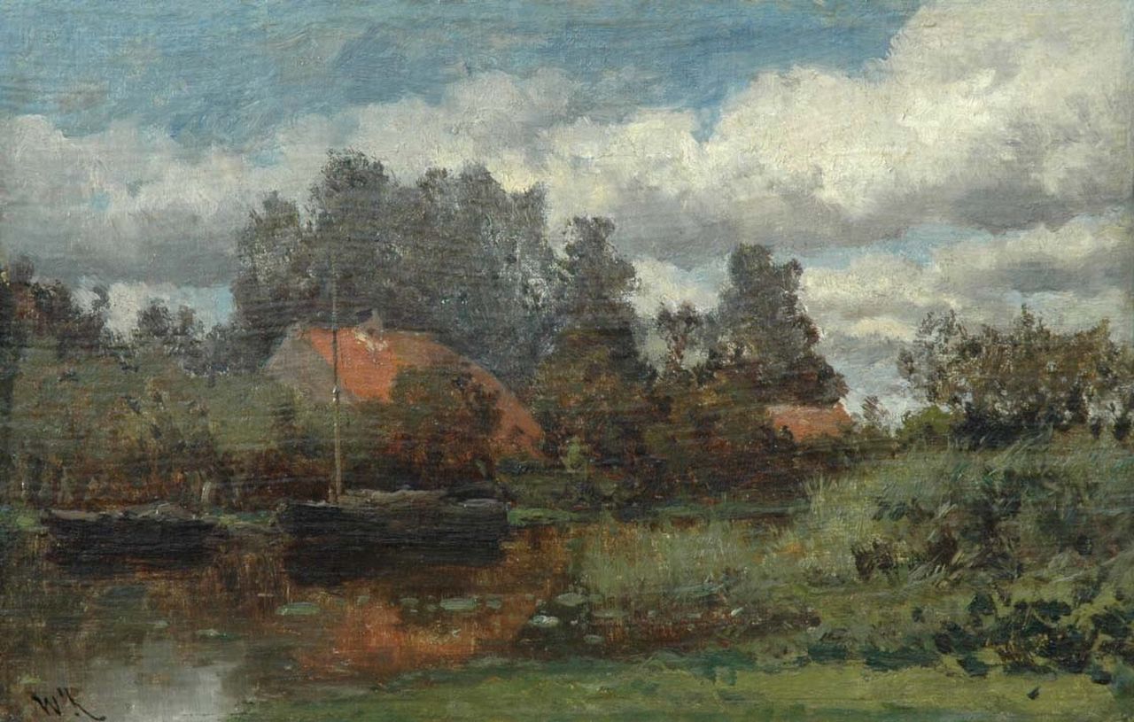 Roelofs W.  | Willem Roelofs, Polder landscape between Abcoude and Weesp, Öl auf Leinwand auf Holz 26,9 x 41,8 cm