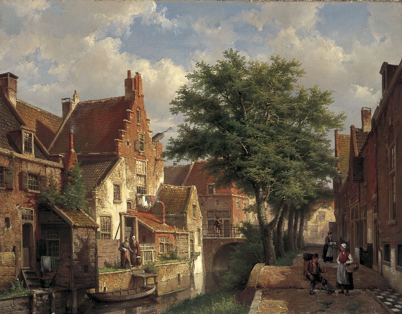 Koekkoek W.  | Willem Koekkoek, A view of a canal, IJsselstein, Öl auf Leinwand 54,4 x 69,2 cm, signed l.r.