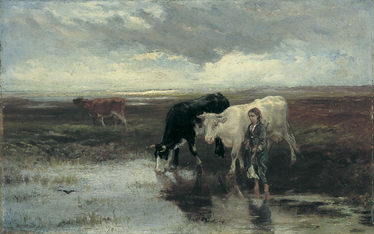 Maris W.  | Willem Maris, Morning twilight, Öl auf Holz 41,5 x 66,0 cm, signed l.l. und dated 1869