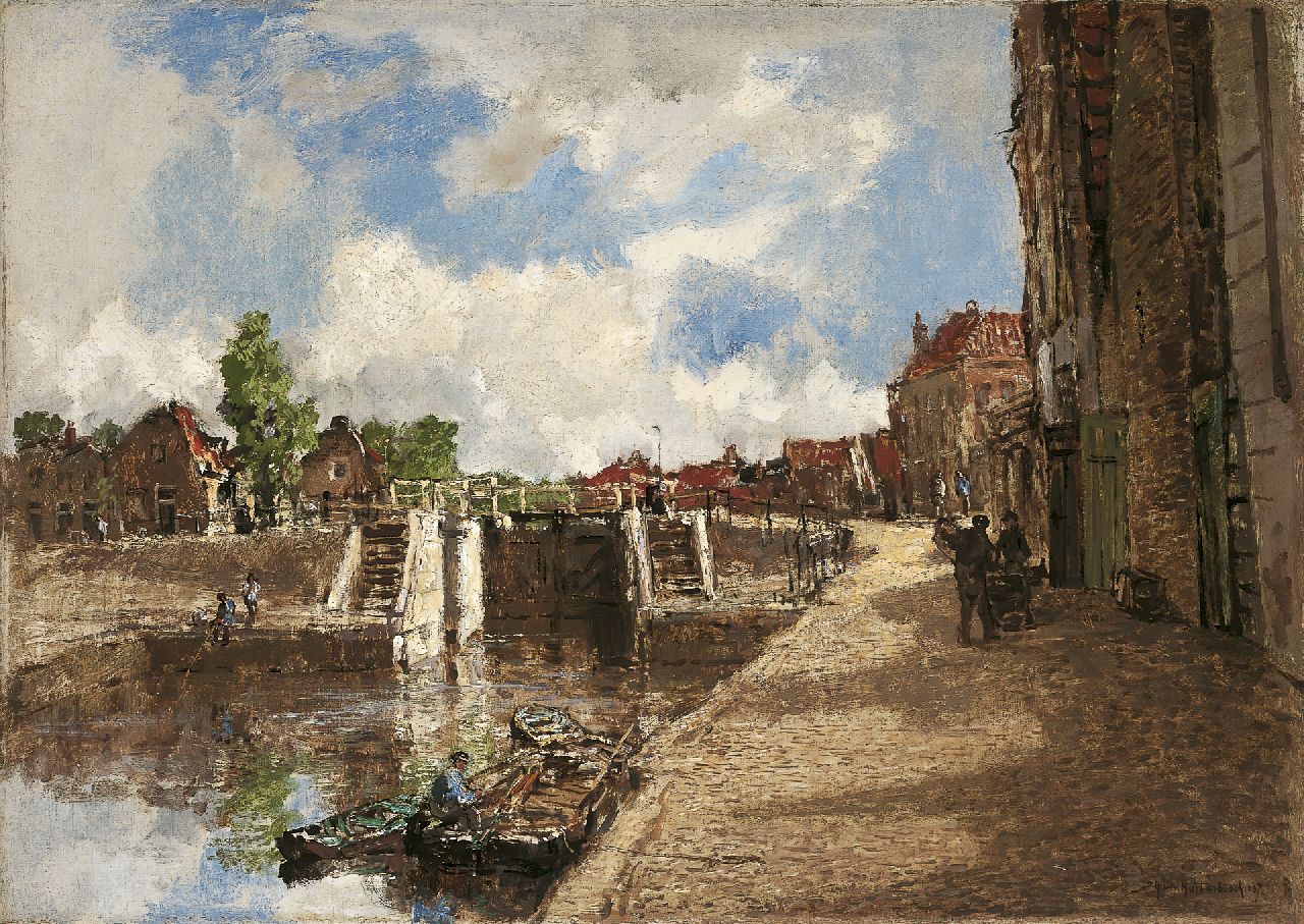 Mastenbroek J.H. van | Johan Hendrik van Mastenbroek, View of Monnickendam, Öl auf Leinwand 50,2 x 70,4 cm, signed l.r. und dated 1937