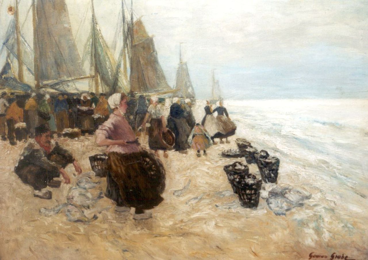 Grobe P.G.  | Philipp 'German' Grobe, Awaiting the fleet, Öl auf Leinwand 61,0 x 81,0 cm, signed l.r.