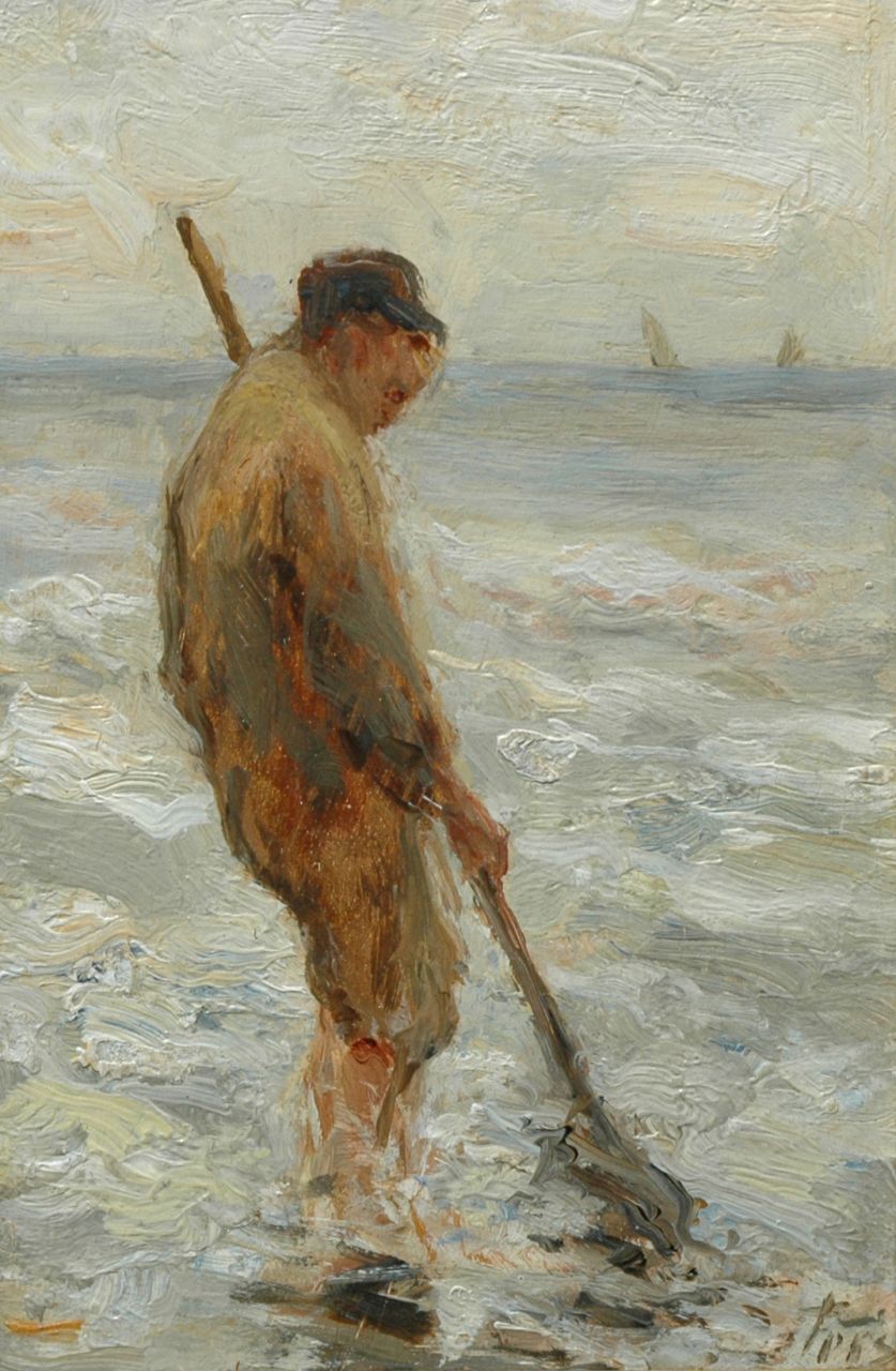 Pieters E.  | Evert Pieters, Gathering shells (counterpart of inventory number 7484), Öl auf Holz 16,0 x 10,3 cm, signed l.r.