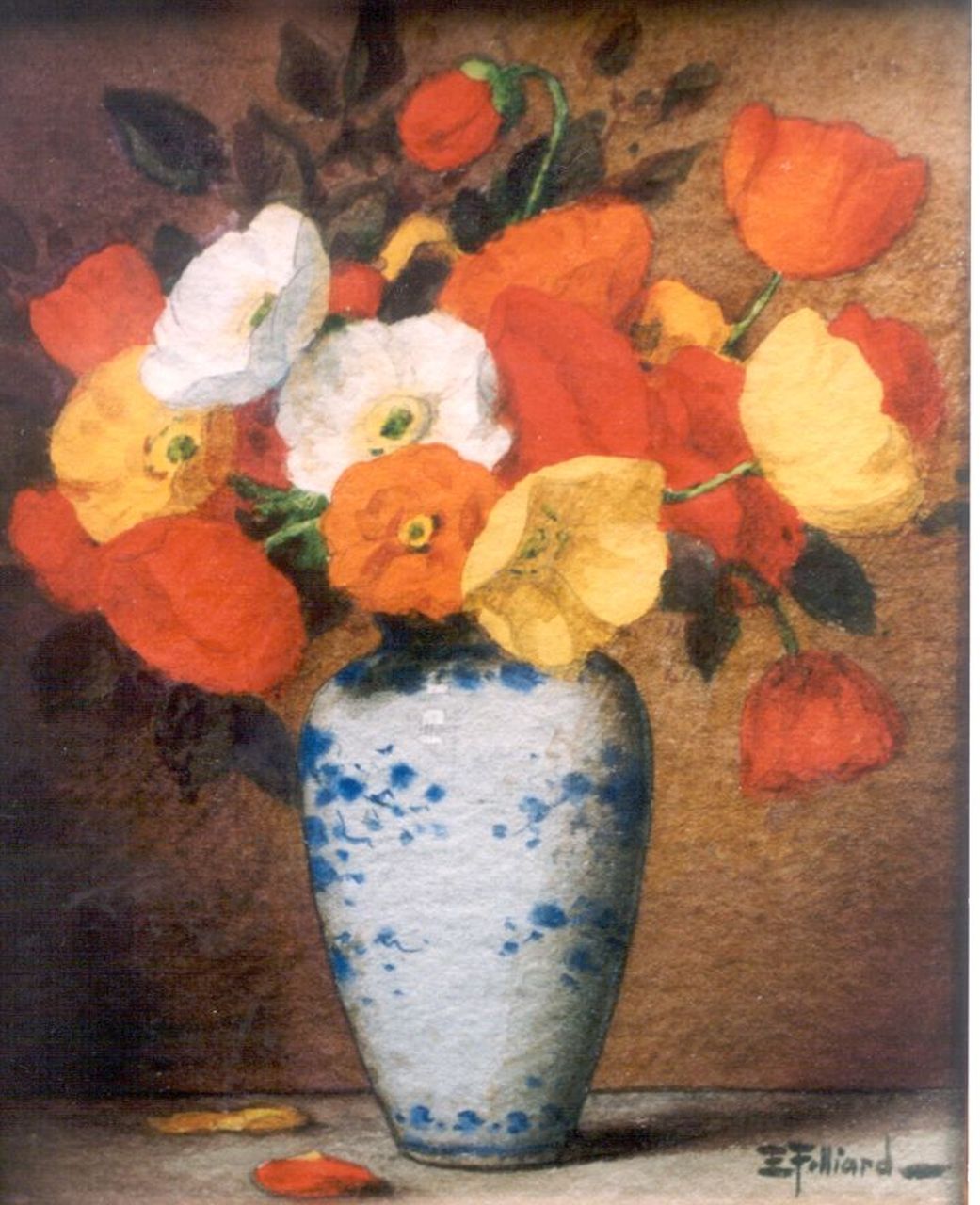 Filliard E.  | Ernest Filliard, Poppies, Aquarell auf Papier 16,0 x 13,0 cm, signed l.r.