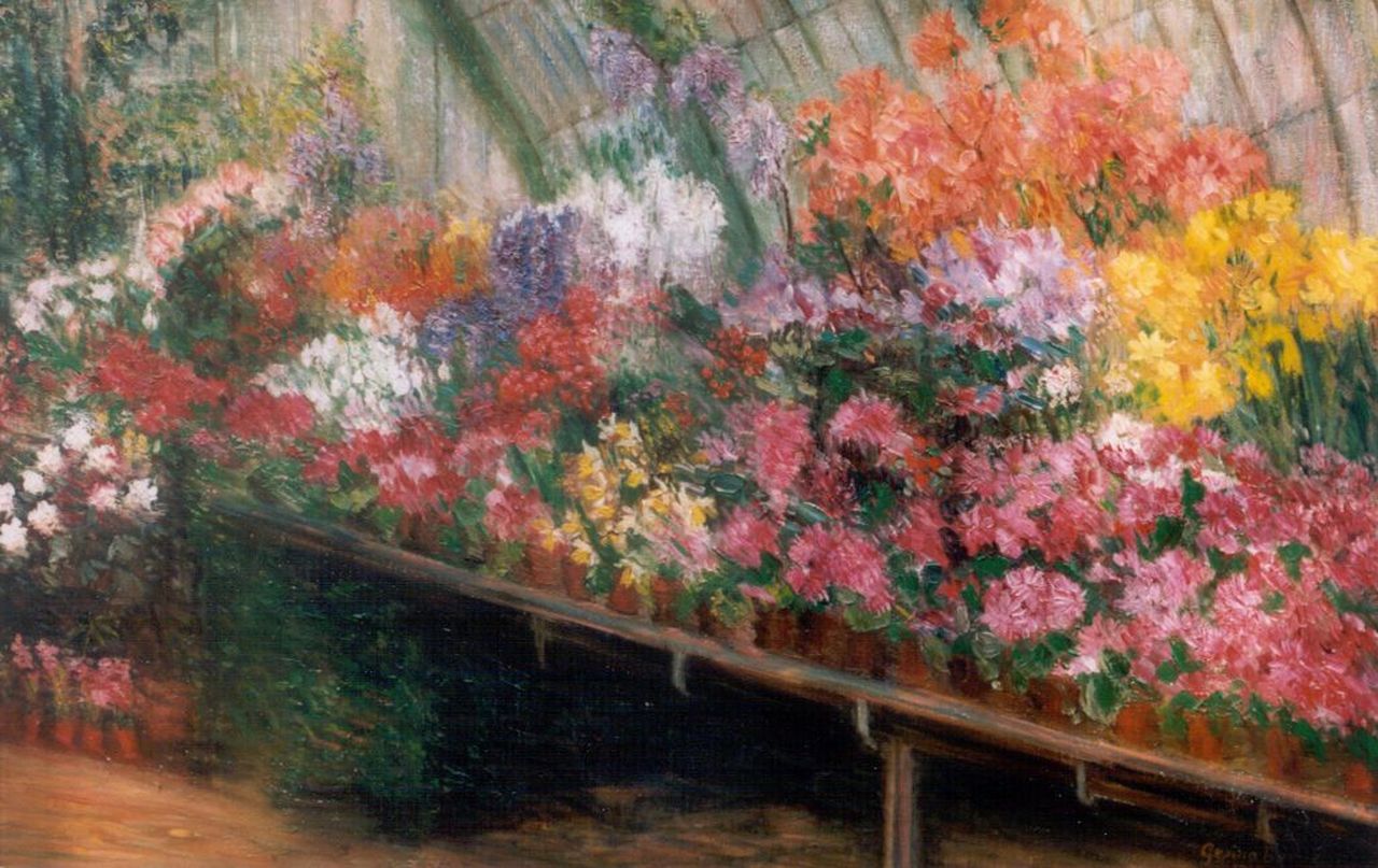 Boevé G.B.  | 'Gesina' Berendina Boevé, The Greenhouse, Öl auf Leinwand 50,7 x 76,2 cm, signed l.r. und dated 1917