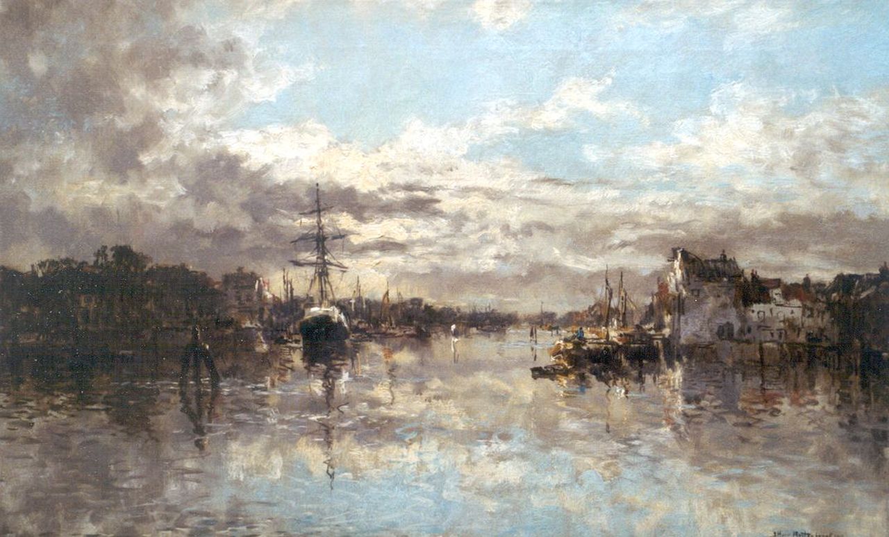 Mastenbroek J.H. van | Johan Hendrik van Mastenbroek, A river landscape, Öl auf Leinwand 43,5 x 71,5 cm, signed l.r. und dated 1919