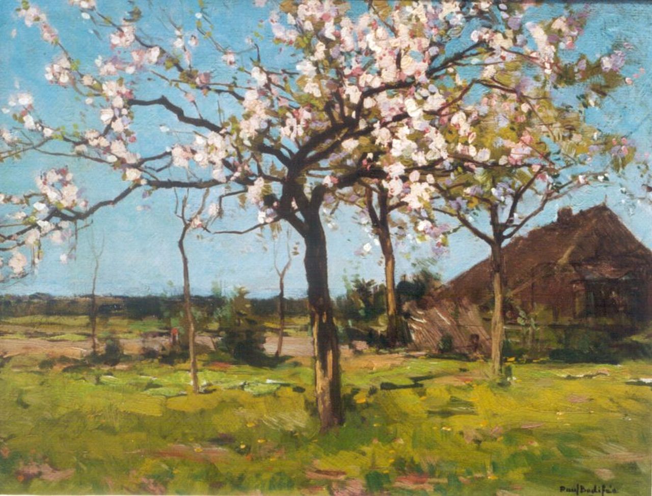 Bodifée J.P.P.  | Johannes Petrus Paulus 'Paul' Bodifée, Blossoming trees in spring, Öl auf Leinwand 32,1 x 42,1 cm, signed l.r.