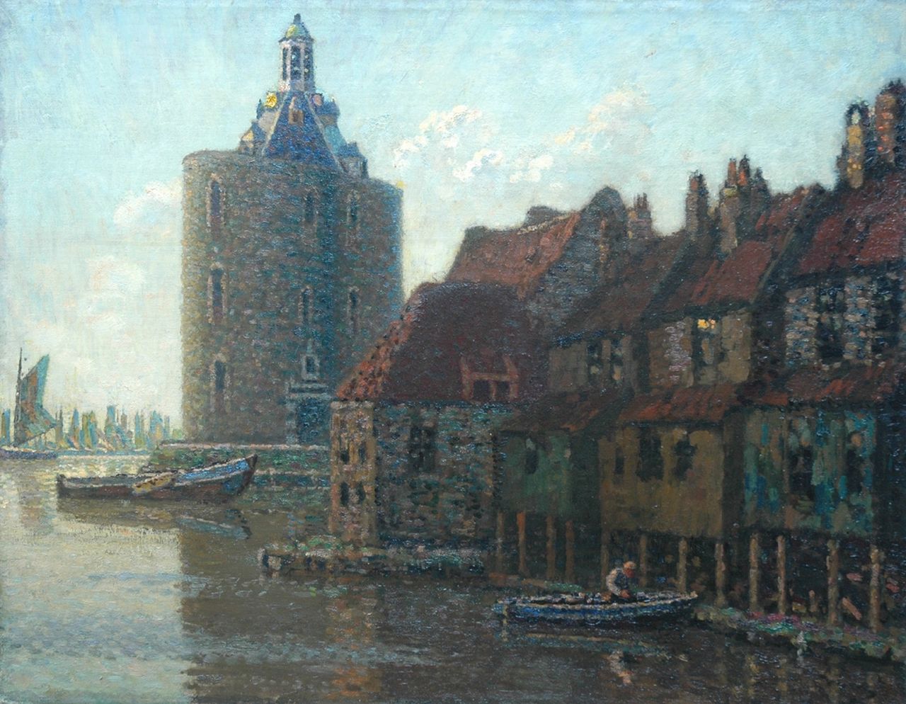 Bakels R.S.  | Reinier Sybrand Bakels, Evening twilight, Enkhuizen, Öl auf Leinwand 60,8 x 77,9 cm