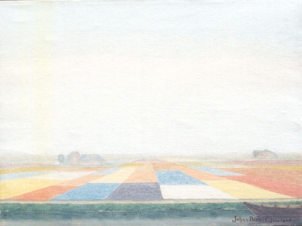 Birnie J.  | Johan Birnie, Bulb fields, Öl auf Leinwand 30,5 x 40,7 cm, signed l.r. und painted June 1945