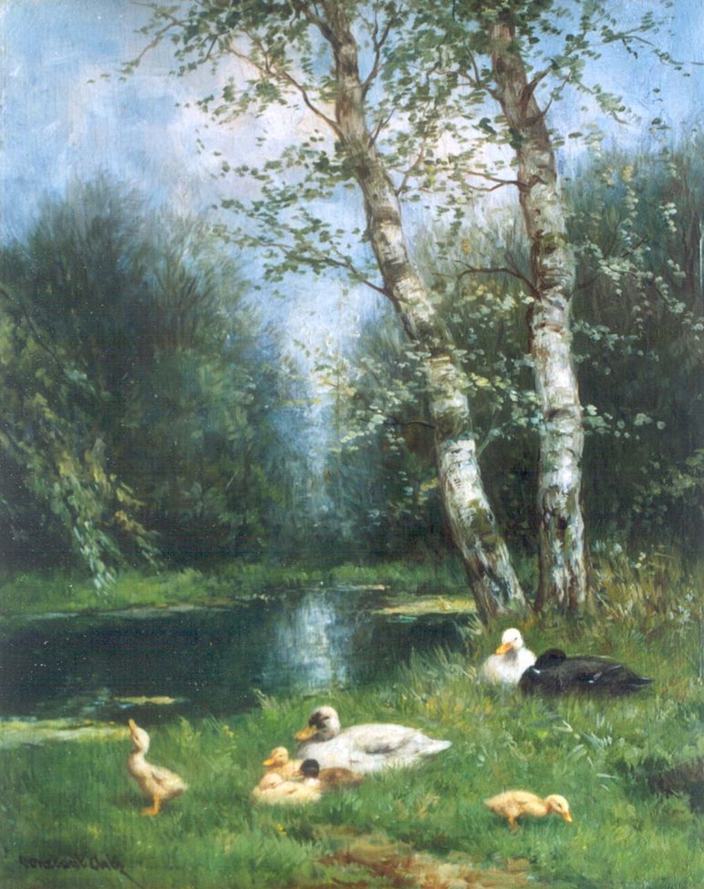 Artz C.D.L.  | 'Constant' David Ludovic Artz, Ducks on the riverbank, Öl auf Holz 30,3 x 24,2 cm, signed l.l.