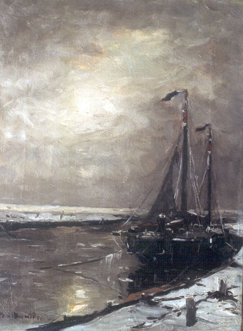 Munthe G.A.L.  | Gerhard Arij Ludwig 'Morgenstjerne' Munthe, Moored fishing boats, Öl auf Leinwand 41,1 x 31,3 cm, signed l.l.